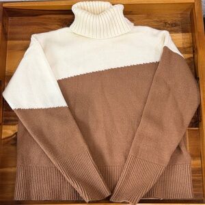 Anthropologie Cream Knit crop Turtleneck Sweater